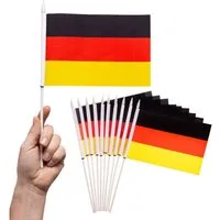 PHENO FLAGS Flagge Handfahne Deutschland Fähnchen Stockfahne Handflagge (10er Set zur Deko), Flaggen mit Stab
