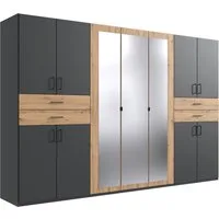 Wimex Kleiderschrank Taiga Kleiderschrank mit Spiegel mit Schubladen auf bequemer Höhe, Garderobe Schlafzimmerschrank
