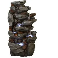 AcquaArte Gartenbrunnen Wasserfall BONORVA, Komplettset mit LED-Beleuchtung, Pumpe und Anschlussmaterial