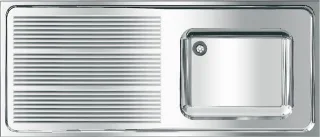 KWC Aquarotter Gewerbespüle, MAXIMA, Edelstahl, 1400x432x600 mm, Tropfteil links, 2000057700 2000057700