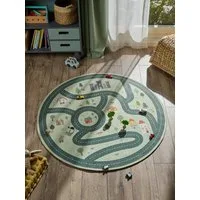 benuta Kinderteppich Linus, rund, Höhe: 5 mm, Kinderteppich, Teppich Kinderzimmer waschbar, Spielteppich