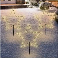 Spetebo Gartenstecker LED Stern Batterie betrieben für Innen und Außen (Set, 1-St., 3 - Sterne) mit Timer funktion