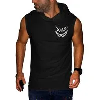 RMK Tanktop Herren Muskelshirt Gym Shirt Smiley Smyle mit Kapuze Ärmellos