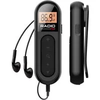 Tekoo Mini FM Taschenradio mit Clip, Akku, USB-C & Kopfhörer Radio (Senderspeicher, FM-Tuner, Digitaler Empfang, Automatischer Sendersuchlauf, DSP-Chip, Taschenformat, 300mAh Akku, Hintergrundbeleuchtung)