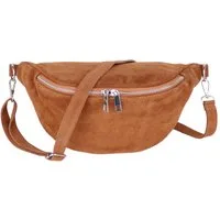 MIRROSI Bauchtasche Damen, Wildleder, Made in Italy, Umhängetasche, Brusttasche (Schultertasche für jeden Anlass (1 Tasche & 1 Gurt), 33x18x12cm, Reißverschlussfach auf der Rückseite), Crossbody Bag, Schulterriemen Länge verstellbar