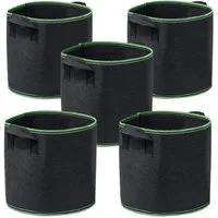 KINSI Pflanzkübel 5er Set Filz-Pflanzsäcke, 15/10 Gallon, grüner Rand,Vlies-Pflanzgefäße (5 St), Pflanztaschen für Kartoffeln, Tomaten, Blumen, Pflanzen,Gemüse
