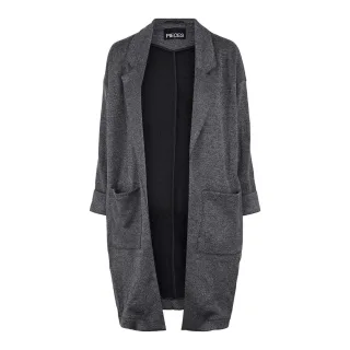 Pieces - Mantel für Damen, Hals Kerbe, leger (Dunkelgrau)