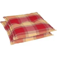 GO-DE Hockerauflage, (Spar-Set, 2 St), Karo rot - Maße BxLxH ca.: 50 cm x 50 cm x 7 cm