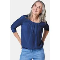 GOLDNER Shirtbluse Chiffon-Shirt mit 3/4-Arm, Rundhals Damen Sommerbluse, Halbarm, Feierlich, weich, Kunstfaser, Chiffon