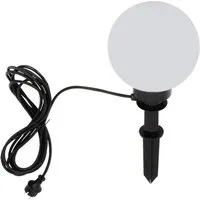 TRANGO LED Gartenleuchte, 200B LED Gartenkugel IP44 Kugelleuchte 20cm Durchmesser *GARDEN* in Weiß inkl. je 1x E27 LED Leuchtmittel 3000K warmweiß & je mit 5m Zuleitungskabel, warmweiß, Gartenleuchte Außenleuchte Wegbeleuchtung