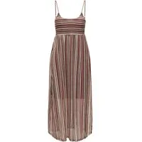ONLY Spaghettikleid ONLSANDY LONG DRESS JRS Materialmix, regular fit, V-Ausschnitt