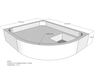 Neuesbad Wannenträger für Kaldewei Zirkon 75x90x6,5 Viertelkreis SD21045