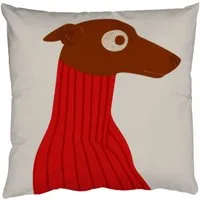 MuchoWow Dekokissen Silhouette - Hund - Pullover - Rot, Zierkissen mit Füllung für Wohnzimmer, Sofakissen, 40x40 cm