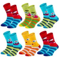 TippTexx 24 Socken 6 Paar bunte Kindersocken, sanfte Baumwolle, für Mädchen & Jungen (6 Paar) handgekettelte, weiche Naht