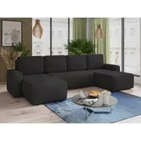 Sofnet Wohnlandschaft Roma U, mit Schlaffunktion und Bettkasten, U-Form Couch, Cord Stoff, Schlafsofa mit Wellenfeder