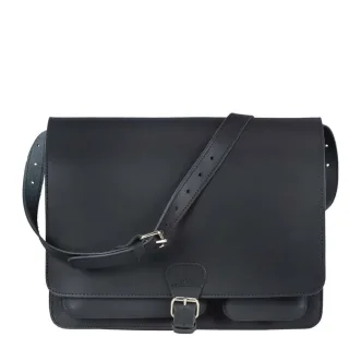 Umhängetasche Leder 40x30cm mit 2 Fächern "Classic" schwarz 2537-11 Ruitertassen