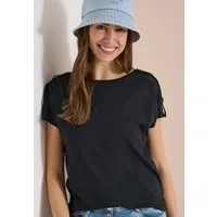 CECIL Kurzarmshirt Sommershirt mit Schnallendetail