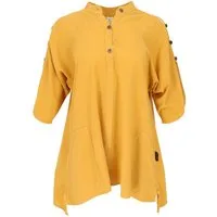 Guru-Shop Longbluse Bequeme Baumwoll-Tunikabluse mit Kokosknöpfen,..