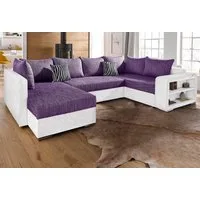 COLLECTION AB Wohnlandschaft John U-Form, B: 294 cm, Bettfunktion, Bettkasten, Regalelement & 2 Zierkissen, Federkern