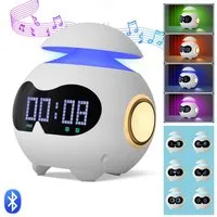 MUPOO Tageslichtwecker Kinderwecker LED Nachtlicht USB, Emotionen,Bluetooth als Geschenk Wecker mit Licht,LED fest integriert