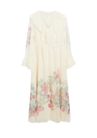 comma - Kleid beige/mehrfarbig - Gr. - 36