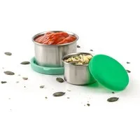 LEKKABOX Lunchbox Dipper, 2er Set - Mini Kleine Edelstahl Soßen Dressing Behälter, Auslaufsicher, sogar bei flüssigen Dressings