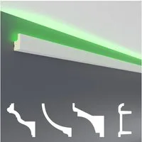 Hexim Eckprofil LED-19 (LED Stuckleisten - Indirekte Beleuchtung, Deckenleisten aus PU, leicht & lichtundurchlässig - 1 Stück / 20 cm)