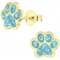 ALEXANDER YORK Paar Ohrstecker Pfote in Gold aqua bohemica, 2-tlg. (Ohrstecker)