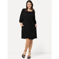 Ulla Popken Midikleid Midikleid Leinenmix A-Linie Carree-Ausschnitt