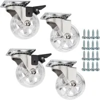SO-TECH® Möbelrolle Lenkrollen RAPID inkl. Schrauben, belastbar bis 35 kg / St., (Set, 4-St), Durchmesser 50 mm, transparent, mit / ohne Bremse / Feststeller