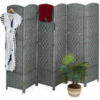 relaxdays Paravent Raumteiler 6 teilig, grau