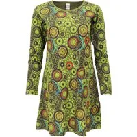 Guru-Shop Midikleid Hippie Minikleid Boho chic, Tunika - grün alternative Bekleidung
