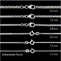 HOPLO Panzerkette Silberkette Ankerkette Länge 40cm - Breite 1,1mm - 925 Silber, Made in Germany
