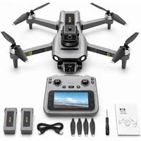 Goldstern-Tech RC-Quadrocopter (GPS Drohne mit 4K, Fernbedienung mit Live-Display, 600m Reichweite), 4K Kamera, 360° Laser-Hinderniserkennung, Follow-Me, Auto-Return