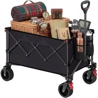 SONGMICS Handwagen altbarer Handwagen/Bollerwagen, Gartenwagen mit Griff, 4 verstärkte Rollen, davon 2 Universalräder, bis 150/180 kg belastbar