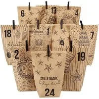 PAPIERDRACHEN befüllbarer Adventskalender DIY Adventskalender - 24 Geschenktüten, 24 Zahlenaufkleber & Klammern