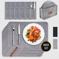 Montegoni Platzset Rutschfeste Tischset aus Filz 18er Set, abwaschbare Platzsets 44x32 cm, (Set, 18er Tischuntersetzer-Set), Platzdeckchen abwischbar
