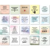 TypeStoff Grußkarten TypeStoff Spruchkarten Set Hygge 25 Karten 50 Sprüche 10,5x10,5 cm, 50 Sprüche auf 25 Karten 300 g/m² FSC-Papier Format 10,5 x 10,5 cm