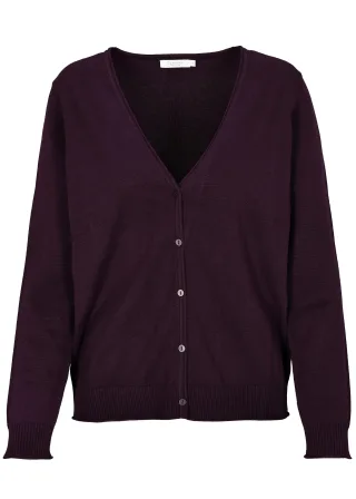 CLARINA - V-Cardigan, 1/1 Arm, uni aubergine - Gr. - 42