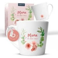 Amari Tasse für die Beste Mama Geschenk hochwertige Goldveredelung, Muttertag, Kaffeetasse, Teetasse, Bürotasse, 330 ml