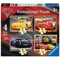 Disney Cars Puzzle 4 in 1 Kinder Puzzle Box Disney Cars 3 Ravensburger Legespiel, 24 Puzzleteile