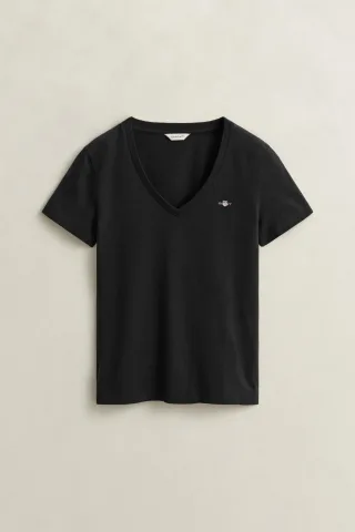 GANT - Shield V-Neck T-Shirt black - Gr. - S