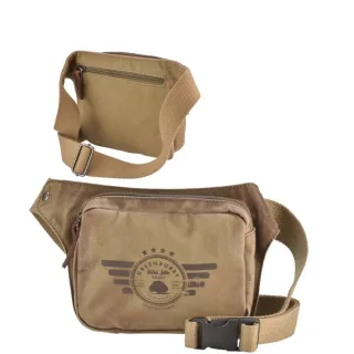 Bauchtasche Canvas camel 20x16cm | Greenburry Aviator Gürteltasche mit Organizer. Robuste Outdoor-Tasche für Festivals und Reisen aus 16oz Canvas.