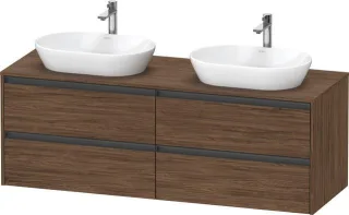 Duravit Ketho.2 Konsolenwaschtischunterbau wandhängend Nussbaum dunkel Matt 1600x550x568 mm - K24899 K24899B21210000