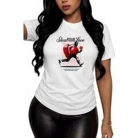 Banco T-Shirt Damen T-Shirt „Steal Your Love“ mit Grafikdruck - Rundhals Kurzarm Unifarben