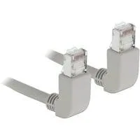 Patchkabel RJ45 Cat.6a S/FTP grau, 50cm, gewinkelte Stecker 2x oben