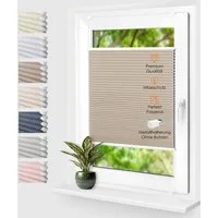 Rikmani Plissee Thermo Fensterplissee ohne Bohren, Warmbeige, 40x120, verdunkelnd, Klemmfix, Langlebige Premium-Qualität, Thermo Plissee