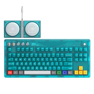 8Bitdo Retro87 Mechanical Gaming Keyboard Water Blue Transparent Tri-Mode Top Structure Wireless 87 Key RGB Backlit 4000
