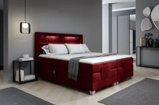 Boxspringbett Elektrisch Bett DAVIDE 180x200cm in Stoff Fresh Rot