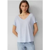 QS Kurzarmshirt T-Shirt Locker geschnittenes T-Shirt aus Leinenmix
